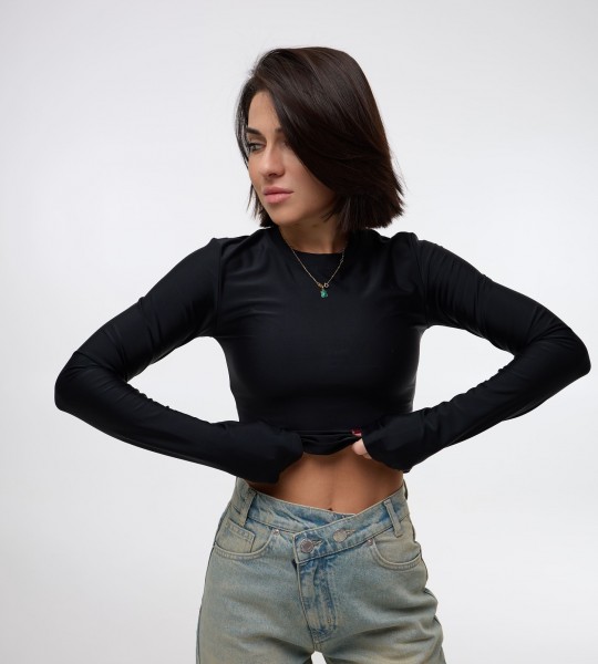 Лонгслів Perfect Fit Чорний | Showroom By Nona — зображення 4