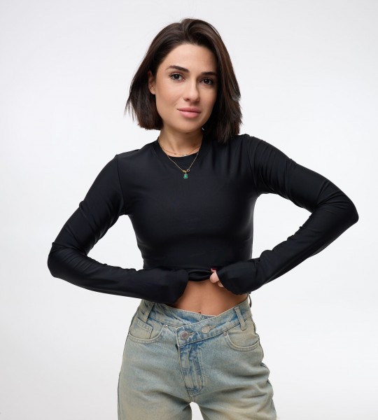 Лонгслів Perfect Fit Чорний | Showroom By Nona — зображення 3