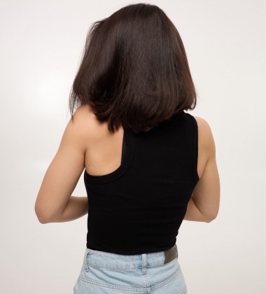 Майка Rib Seamless Highneck Чорна | Showroom By Nona — зображення 3