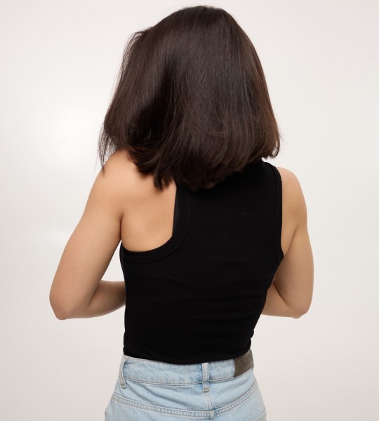 Майка Rib Seamless Highneck Чорна | Showroom By Nona — зображення 3