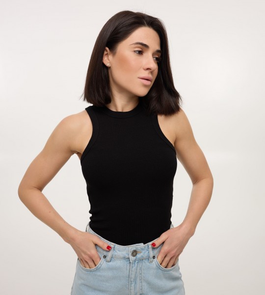 Майка Rib Seamless Highneck Чорна