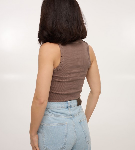 Майка Rib Seamless Highneck Кава | Showroom By Nona — зображення 4