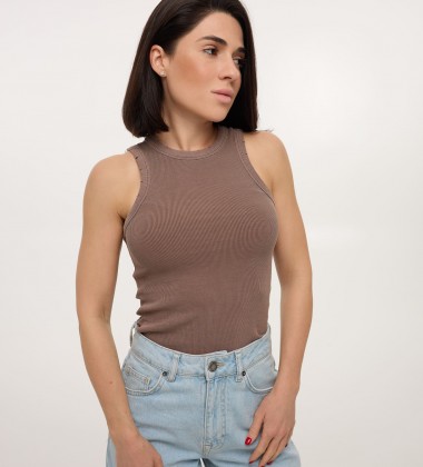 Майка Rib Seamless Highneck Кава | Showroom By Nona