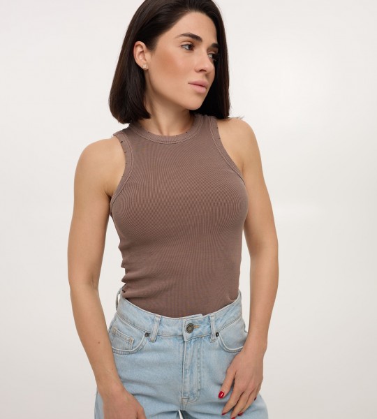 Майка Rib Seamless Highneck Кава