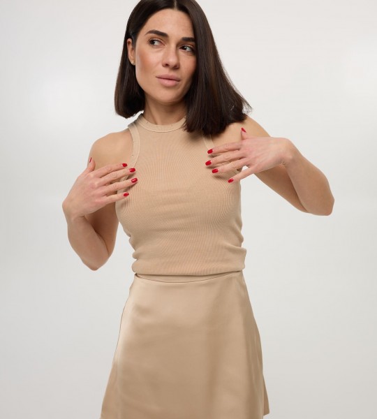 Майка Rib Seamless Highneck Беж | Showroom By Nona — зображення 2