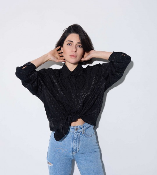 Сорочка Leopard Shine Чорна | Showroom By Nona — зображення 2