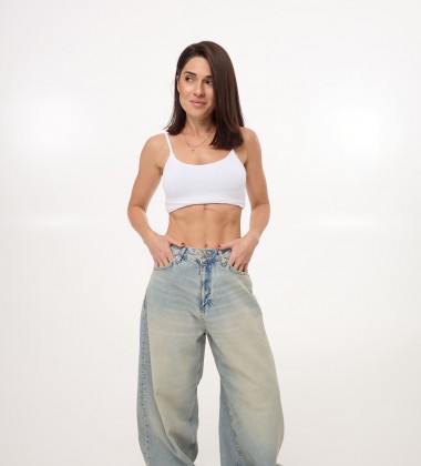 Джинси Wide Vintage Бірюзові | Showroom By Nona — зображення 2