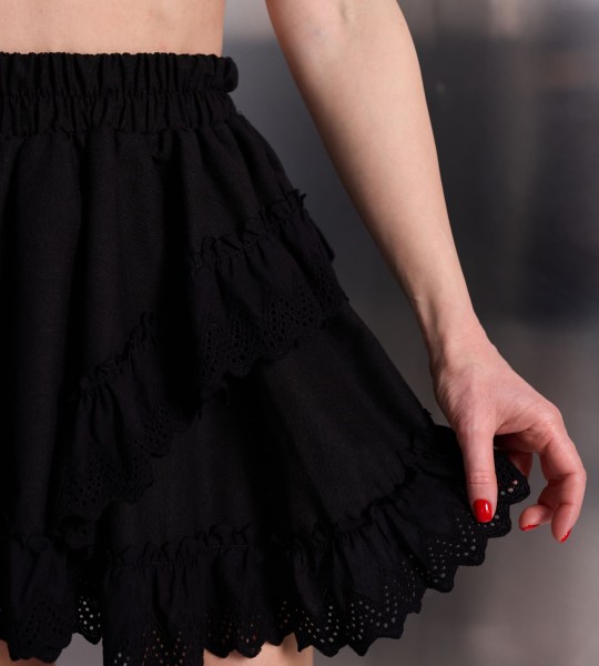 Спідниця Ruffle Charm Чорна  | Showroom By Nona — зображення 3