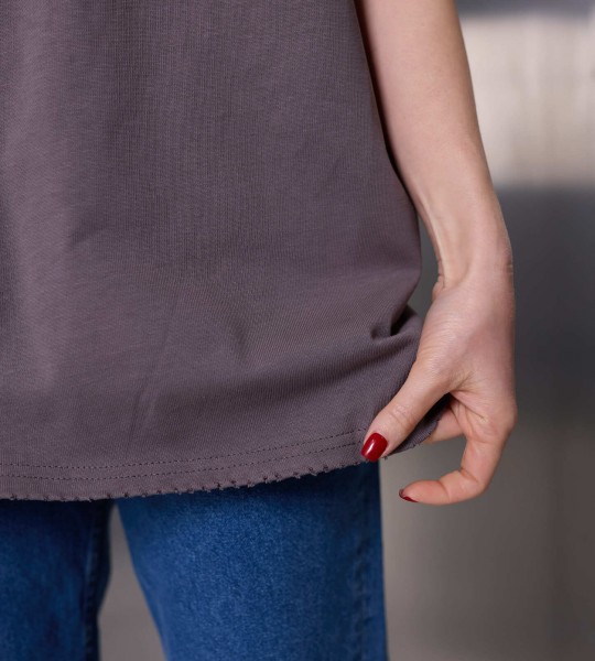 Футболка Casual Raw Edge Tee Графіт | Showroom By Nona — зображення 6