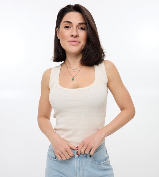 Майка Tank Curve Молочна | Showroom By Nona — зображення 2