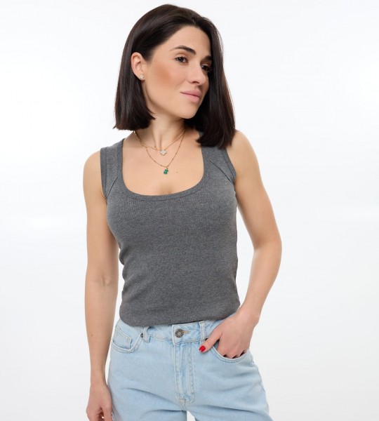 Майка Tank Curve Графіт | Showroom By Nona — зображення 3