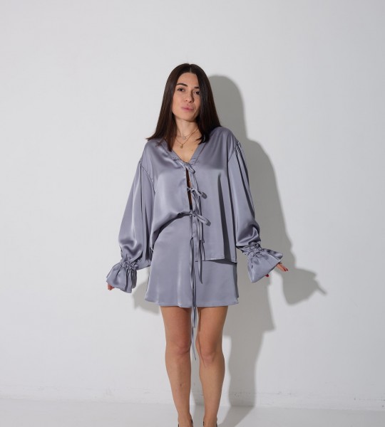 Спідниця міні Silky Charm Сіра | Showroom By Nona — зображення 2