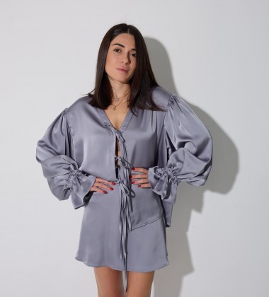 Спідниця міні Silky Charm Сіра | Showroom By Nona — зображення 3