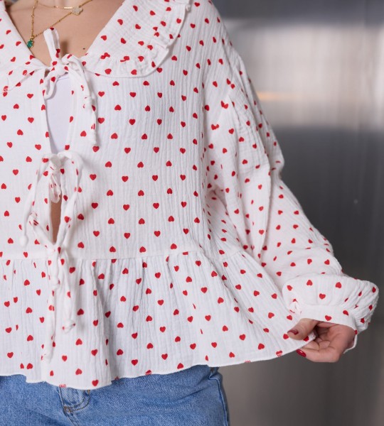 Сорочка Hearts Shirt Біла  | Showroom By Nona — зображення 2