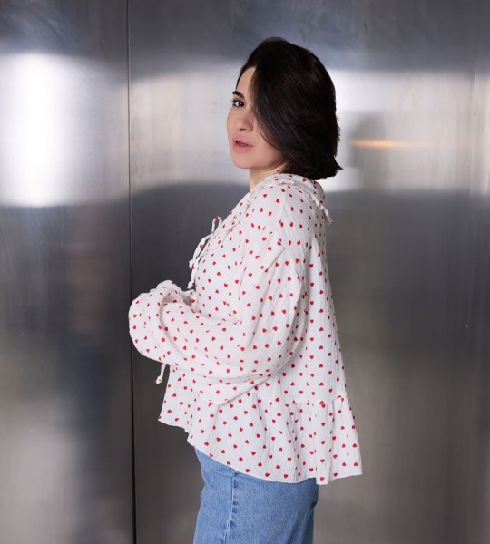 Сорочка Hearts Shirt Біла  | Showroom By Nona — зображення 3