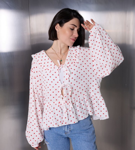 Сорочка Hearts Shirt Біла  | Showroom By Nona — зображення 6