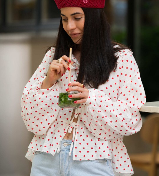 Сорочка Hearts Shirt Біла  | Showroom By Nona — зображення 3