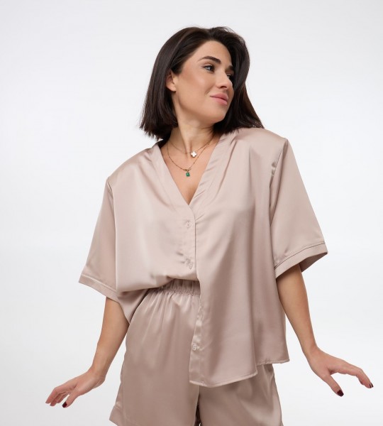 Костюм Silk Flow Бежевий | Showroom By Nona — зображення 4