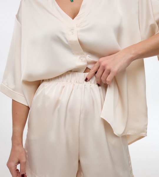 Костюм Silk Flow Молочний | Showroom By Nona — зображення 5