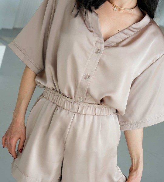 Костюм Silk Flow Бежевий | Showroom By Nona — зображення 2