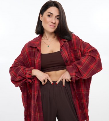 Сорочка Flannel Flow Бордо у клітинку | Showroom By Nona