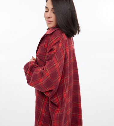 Сорочка Flannel Flow Бордо у клітинку | Showroom By Nona — зображення 5