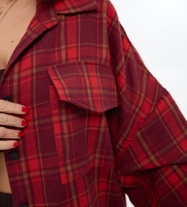 Сорочка Flannel Flow Бордо у клітинку | Showroom By Nona — зображення 2