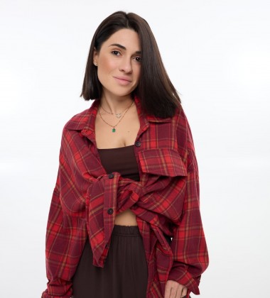 Сорочка Flannel Flow Бордо у клітинку | Showroom By Nona — зображення 6