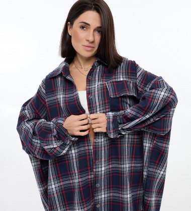 Сорочка Flannel Flow Синьо-червона у клітинку | Showroom By Nona — зображення 4