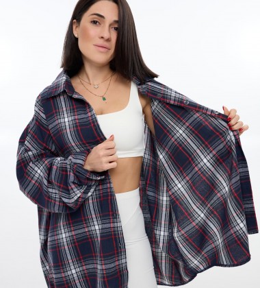 Сорочка Flannel Flow Синьо-червона у клітинку | Showroom By Nona — зображення 5