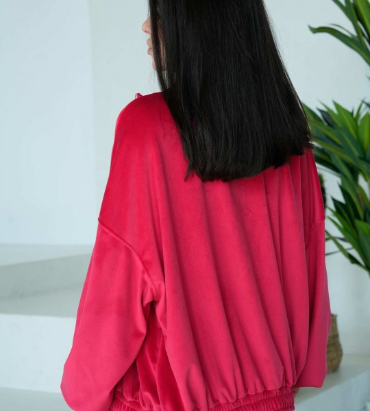 Бомбер Velour Cloud Червоний | Showroom By Nona — зображення 3