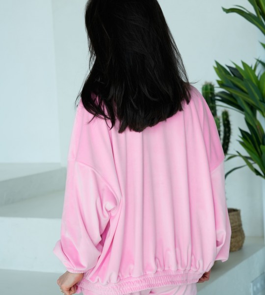 Бомбер Velour Cloud Рожевий | Showroom By Nona — зображення 4