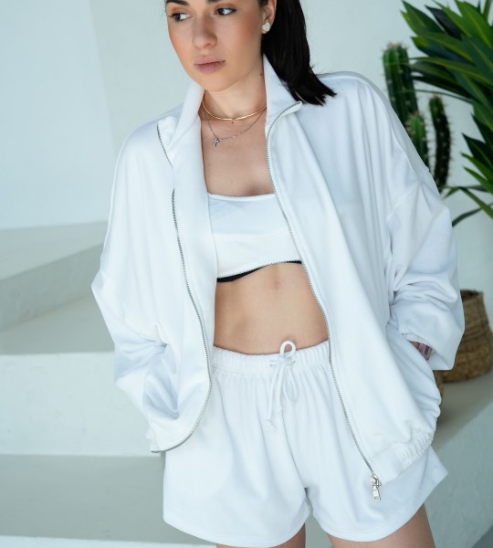 Бомбер Velour Cloud Білий | Showroom By Nona — зображення 2