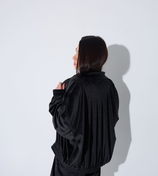 Костюм велюр з резинкою Soft Elegance Чорний | Showroom By Nona — зображення 3