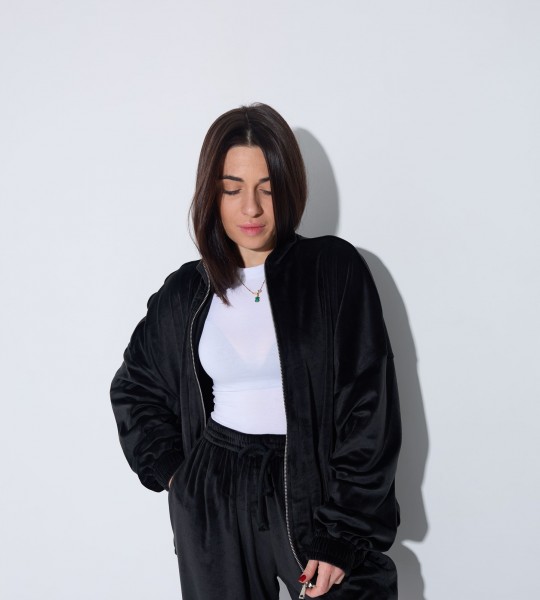 Костюм велюр з резинкою Soft Elegance Чорний | Showroom By Nona — зображення 4