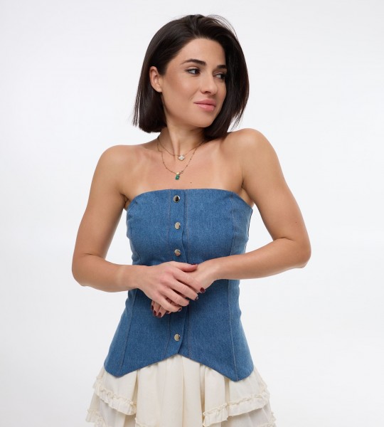 Корсет Denim Sculpt Синій | Showroom By Nona — зображення 3