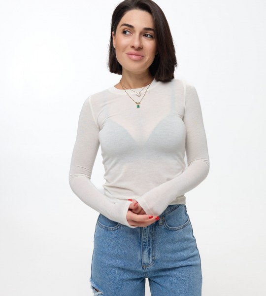 Лонгслів Sheer Touch Молочний | Showroom By Nona — зображення 2 Лонгслів Sheer Touch Молочний | Showroom By Nona — зображення 2