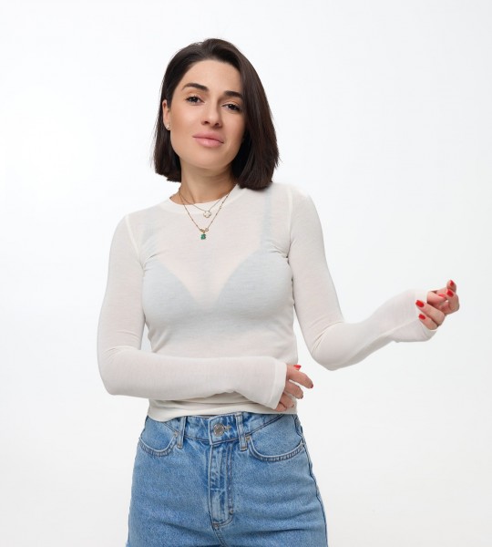 Лонгслів Sheer Touch Молочний | Showroom By Nona — зображення 3 Лонгслів Sheer Touch Молочний | Showroom By Nona — зображення 3