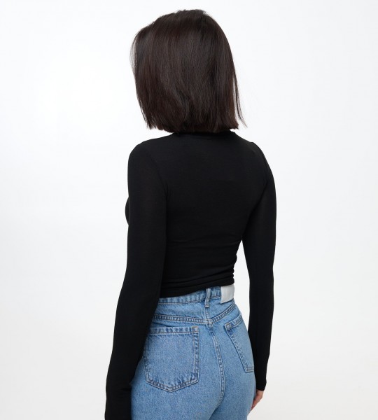 Лонгслів Sheer Touch Чорний | Showroom By Nona — зображення 3