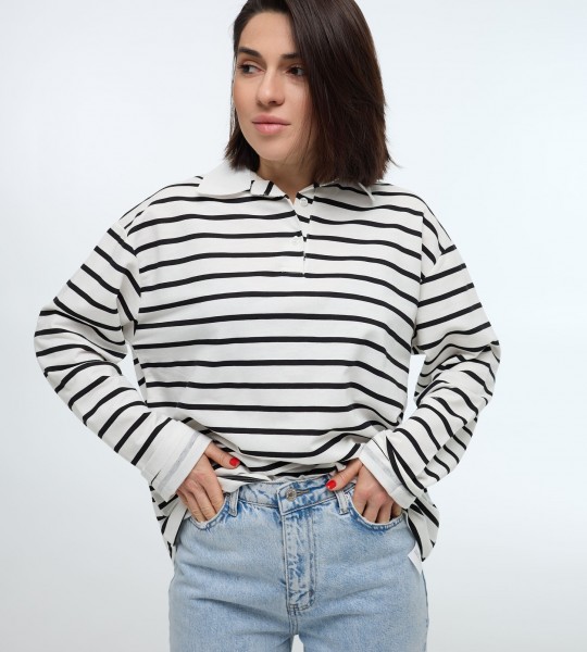 Светр Polo в смужку Чорний  | Showroom By Nona — зображення 4