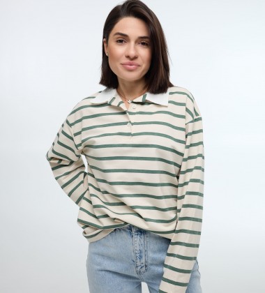 Светр Polo в смужку Оливка | Showroom By Nona