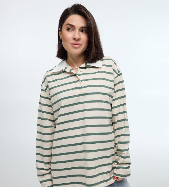 Светр Polo в смужку Оливка | Showroom By Nona — зображення 2