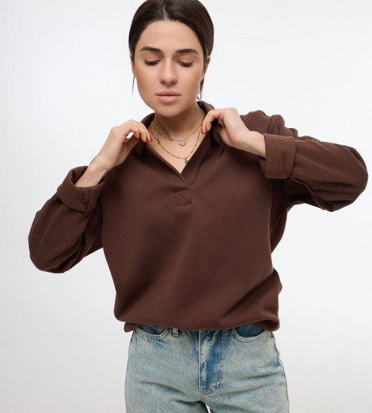 Кофта Polo Chic Шоколад | Showroom By Nona — зображення 4