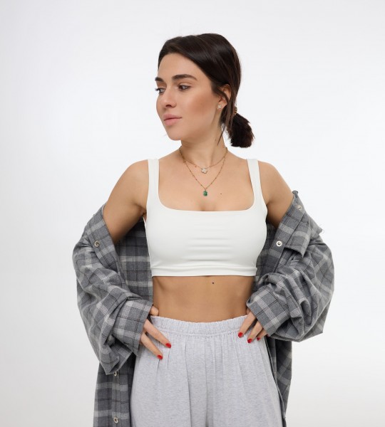 Топ базовий з квадратним вирізом Білий | Showroom By Nona — зображення 4