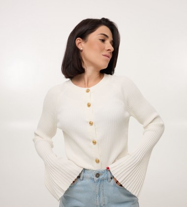 Кардиган Flare Sleeve Молочний | Showroom By Nona — зображення 4