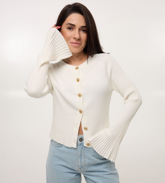 Кардиган Flare Sleeve Молочний | Showroom By Nona — зображення 3