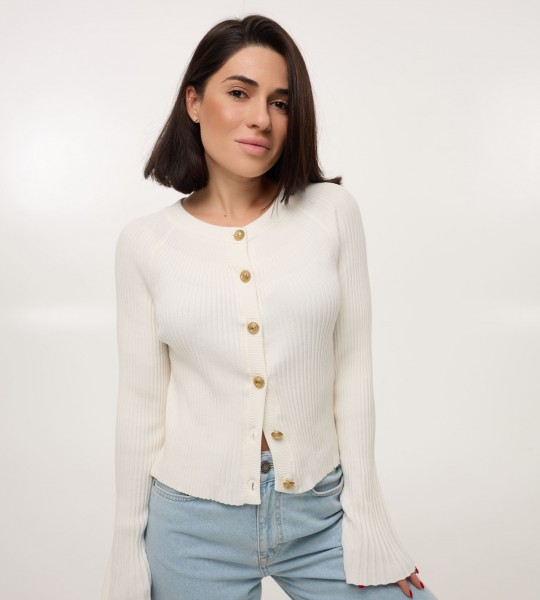 Кардиган Flare Sleeve Молочний | Showroom By Nona — зображення 4