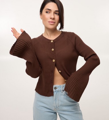 Кардиган Flare Sleeve Шоколад | Showroom By Nona — зображення 3