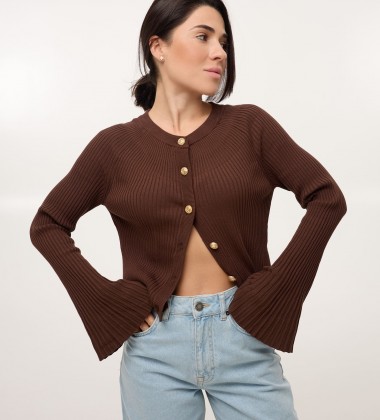 Кардиган Flare Sleeve Шоколад | Showroom By Nona — зображення 4