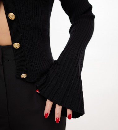 Кардиган Flare Sleeve Чорний | Showroom By Nona — зображення 4